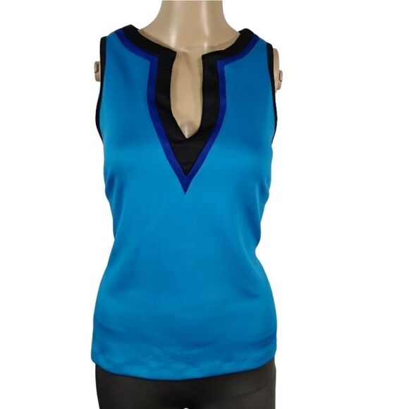 Bisou Michele Bohbot  Blue and Black Tank Top - Picture 1 of 8